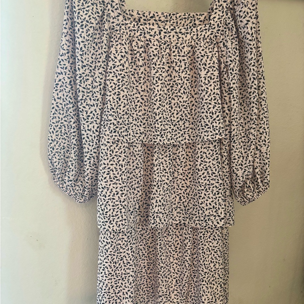 Who What Wear Black and Cream Floral Dress